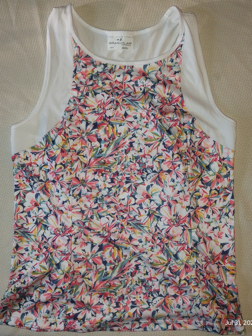 Grand Slam Women's Large Floral Racerback Tennis Tank Top
